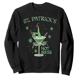Funny St Patrick's Favorite Hot Mess Sweatshirt Drunk Leprechaun Cocktail TS11 Black Print Your Wear