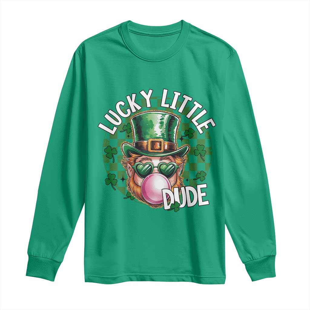 Funny St Patrick's Day Lucky Little Dude Long Sleeve Shirt Cute Leprechaun Shamrock TS11 Irish Green Print Your Wear