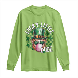 Funny St Patrick's Day Lucky Little Dude Long Sleeve Shirt Cute Leprechaun Shamrock TS11 Lime Print Your Wear