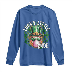 Funny St Patrick's Day Lucky Little Dude Long Sleeve Shirt Cute Leprechaun Shamrock TS11 Royal Blue Print Your Wear