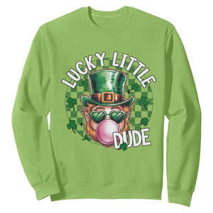 Funny St Patrick's Day Lucky Little Dude Sweatshirt Cute Leprechaun Shamrock TS11 Lime Print Your Wear