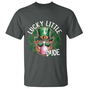 Funny St Patrick's Day Lucky Little Dude T Shirt Cute Leprechaun Shamrock TS11 Dark Heather Print Your Wear