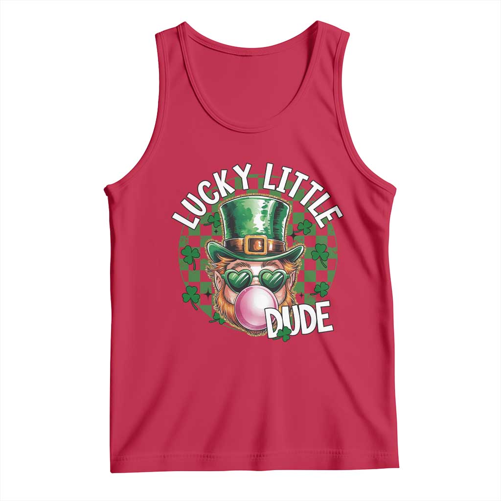 Funny St Patrick's Day Lucky Little Dude Tank Top Cute Leprechaun Shamrock TS11 Red Print Your Wear