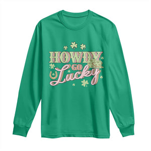 Funny St Patrick's Day Cowboy Cowgirl Long Sleeve Shirt Howdy Go Lucky Shamrock TS11 Irish Green Print Your Wear