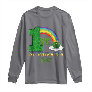 Funny First 1st St Patrick's Day Long Sleeve Shirt Shamrock Rainbow Glitter Print TS11 Charcoal Print Your Wear