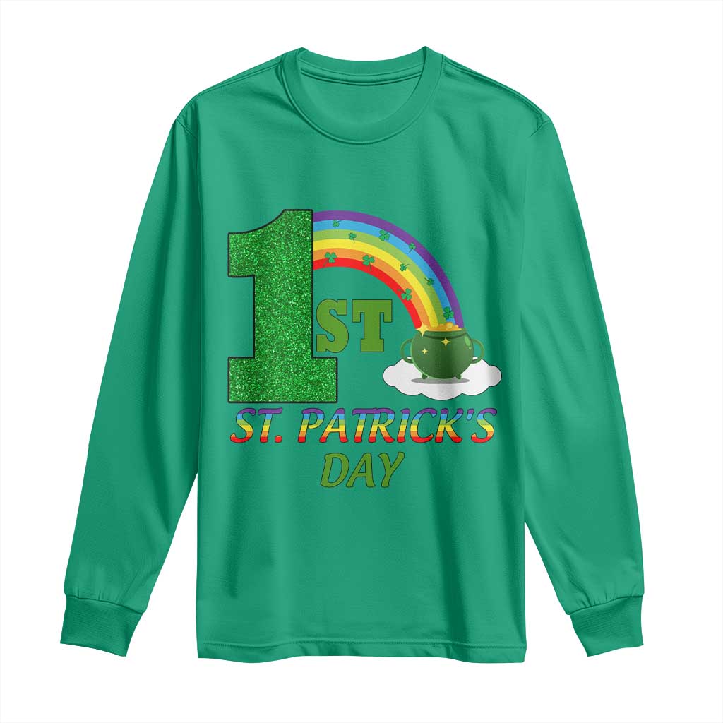 Funny First 1st St Patrick's Day Long Sleeve Shirt Shamrock Rainbow Glitter Print TS11 Irish Green Print Your Wear