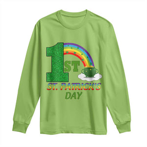 Funny First 1st St Patrick's Day Long Sleeve Shirt Shamrock Rainbow Glitter Print TS11 Lime Print Your Wear