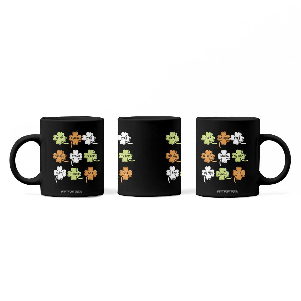 Funny Skibidi Rizz St Patrick's Day Coffee Mug Shamrock Clover Candy Rizzler Meme TS11 Print Your Wear