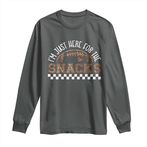 Funny American Football I'm Just Here For The Snacks Long Sleeve Shirt Glitter Print TS11 Dark Heather Print Your Wear