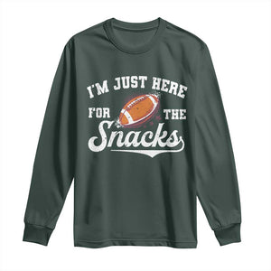 Funny American Football I'm Just Here For The Snacks Long Sleeve Shirt Vintage Star TS11 Dark Forest Green Print Your Wear