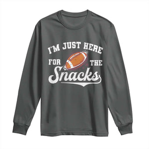 Funny American Football I'm Just Here For The Snacks Long Sleeve Shirt Vintage Star TS11 Dark Heather Print Your Wear