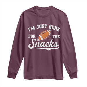 Funny American Football I'm Just Here For The Snacks Long Sleeve Shirt Vintage Star TS11 Maroon Print Your Wear