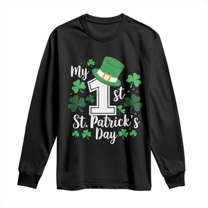 Funny My 1st St Patrick's Day Long Sleeve Shirt Shamrock TS11 Black Print Your Wear