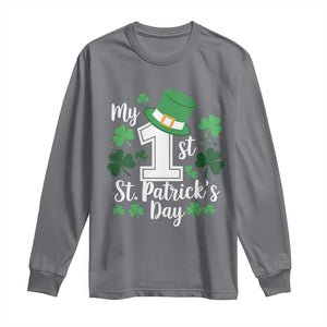 Funny My 1st St Patrick's Day Long Sleeve Shirt Shamrock TS11 Charcoal Print Your Wear