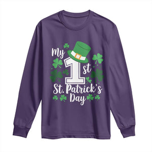 Funny My 1st St Patrick's Day Long Sleeve Shirt Shamrock TS11 Purple Print Your Wear