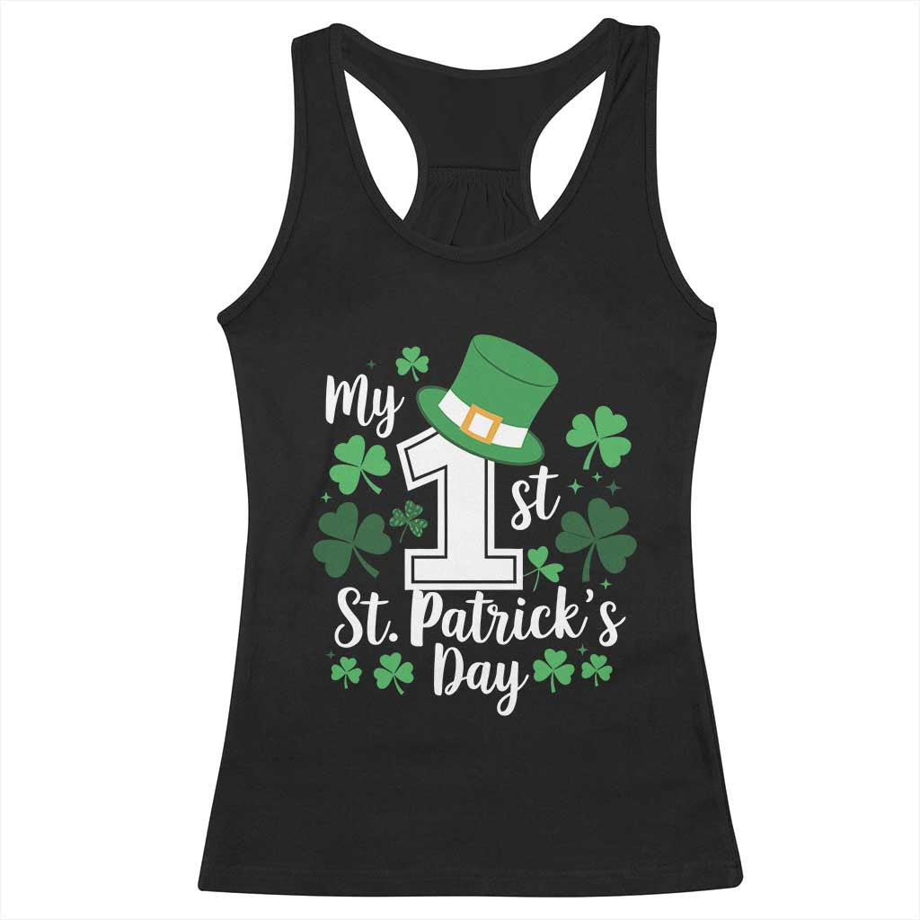 Funny My 1st St Patrick's Day Racerback Tank Top Shamrock TS11 Black Print Your Wear