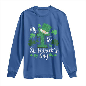 Funny My 1st St Patrick's Day Long Sleeve Shirt Shamrock Glitter Print TS11 Royal Blue Print Your Wear