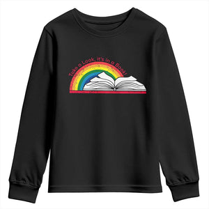 Take A Look It's In A Book Youth Sweatshirt Reader Lover Librarian Rainbow TS11 Black Print Your Wear