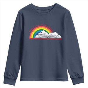Take A Look It's In A Book Youth Sweatshirt Reader Lover Librarian Rainbow TS11 Navy Print Your Wear