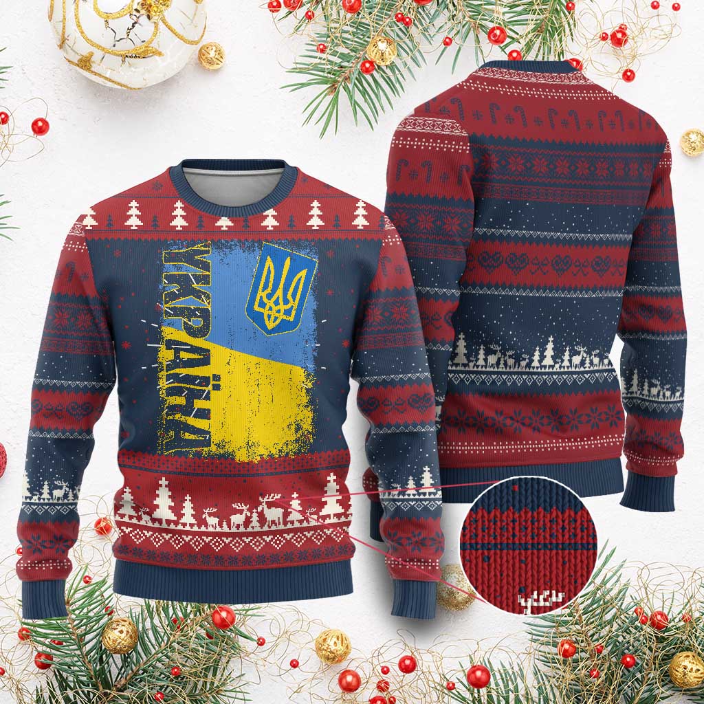 Ukraine Pride Ykpaiha Knit Sweatshirt Vintage Ukrainian Flag TS11 Burgundy Print Your Wear