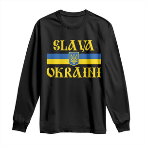 Ukraine Pride Slava Ukraini Long Sleeve Shirt Vintage Ukrainian Flag TS11 Black Print Your Wear