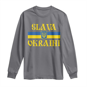 Ukraine Pride Slava Ukraini Long Sleeve Shirt Vintage Ukrainian Flag TS11 Charcoal Print Your Wear