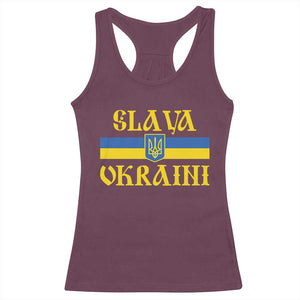 Ukraine Pride Slava Ukraini Racerback Tank Top Vintage Ukrainian Flag TS11 Maroon Print Your Wear
