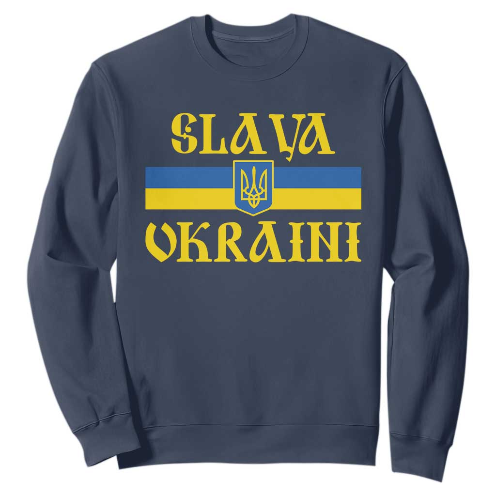 Ukraine Pride Slava Ukraini Sweatshirt Vintage Ukrainian Flag TS11 Navy Print Your Wear