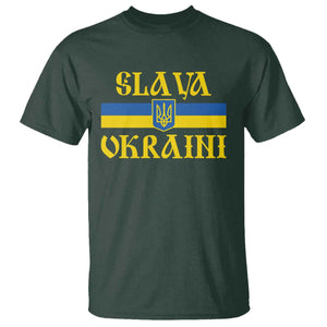 Ukraine Pride Slava Ukraini T Shirt Vintage Ukrainian Flag TS11 Dark Forest Green Print Your Wear