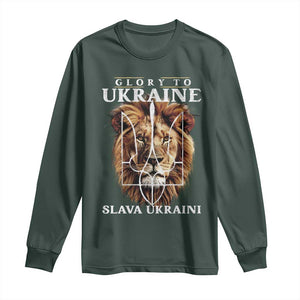 Glory To Ukraine Slava Ukraini Long Sleeve Shirt Lion King TS11 Dark Forest Green Print Your Wear