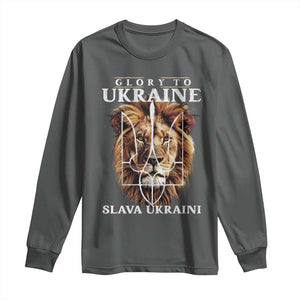 Glory To Ukraine Slava Ukraini Long Sleeve Shirt Lion King TS11 Dark Heather Print Your Wear