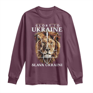 Glory To Ukraine Slava Ukraini Long Sleeve Shirt Lion King TS11 Maroon Print Your Wear