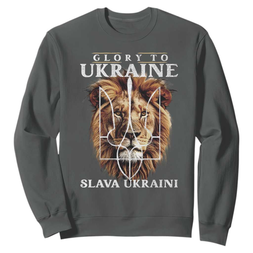 Glory To Ukraine Slava Ukraini Sweatshirt Lion King TS11 Dark Heather Print Your Wear