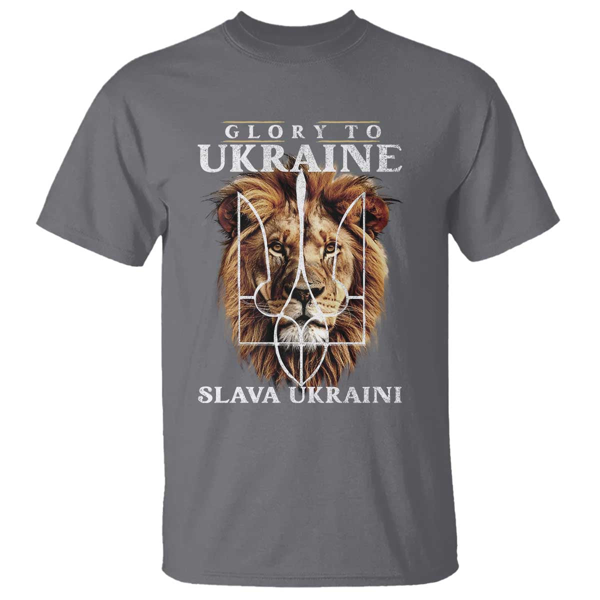 Glory To Ukraine Slava Ukraini T Shirt Lion King TS11 Charcoal Print Your Wear