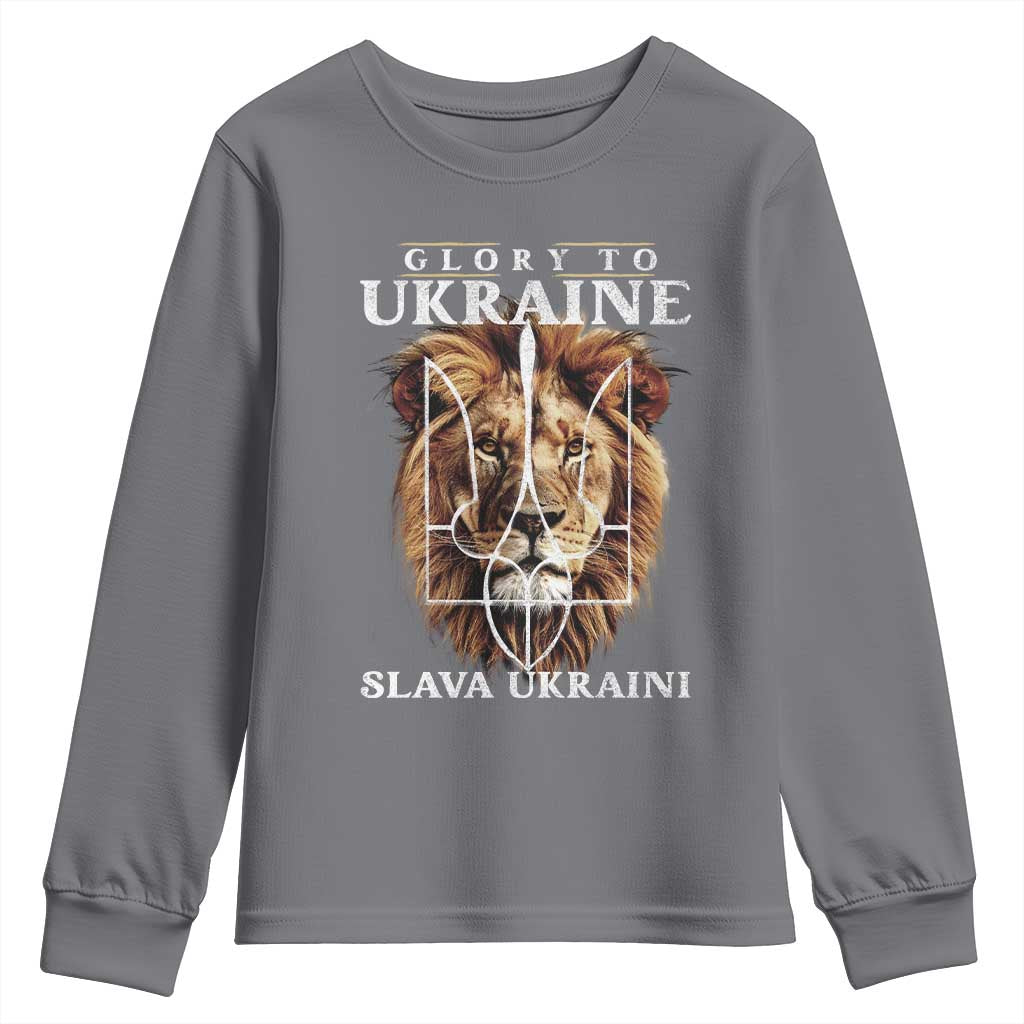 Glory To Ukraine Slava Ukraini Youth Sweatshirt Lion King TS11 Charcoal Print Your Wear
