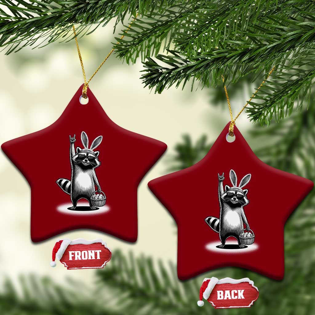 Retro Easter Raccoon Bunny Rock Hand Trash Panda Ceramic Ornament TS11 Print Your Wear