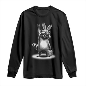 Retro Easter Raccoon Bunny Rock Hand Trash Panda Long Sleeve Shirt TS11 Black Print Your Wear
