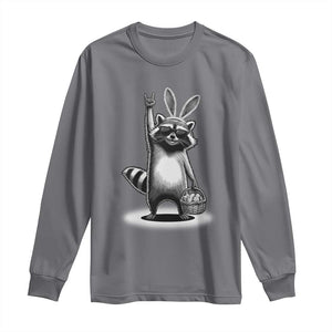 Retro Easter Raccoon Bunny Rock Hand Trash Panda Long Sleeve Shirt TS11 Charcoal Print Your Wear