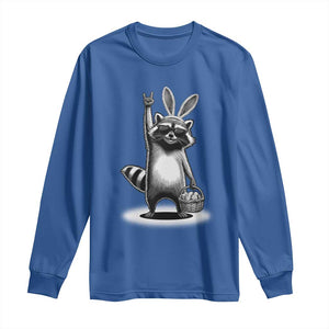 Retro Easter Raccoon Bunny Rock Hand Trash Panda Long Sleeve Shirt TS11 Royal Blue Print Your Wear