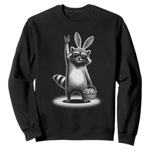 Retro Easter Raccoon Bunny Rock Hand Trash Panda Sweatshirt TS11 Black Print Your Wear