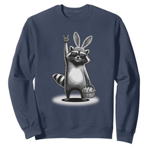 Retro Easter Raccoon Bunny Rock Hand Trash Panda Sweatshirt TS11 Navy Print Your Wear