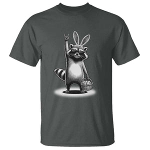 Retro Easter Raccoon Bunny Rock Hand Trash Panda T Shirt TS11 Dark Heather Print Your Wear