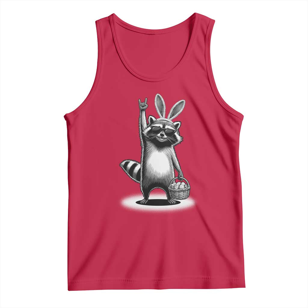 Retro Easter Raccoon Bunny Rock Hand Trash Panda Tank Top TS11 Red Print Your Wear