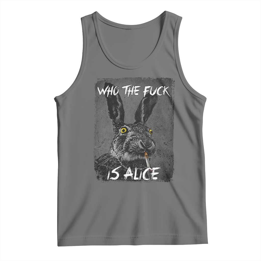 Funny Rabbit Who The Fuck Is Alice Tank Top TS11 Black Heather Print Your Wear
