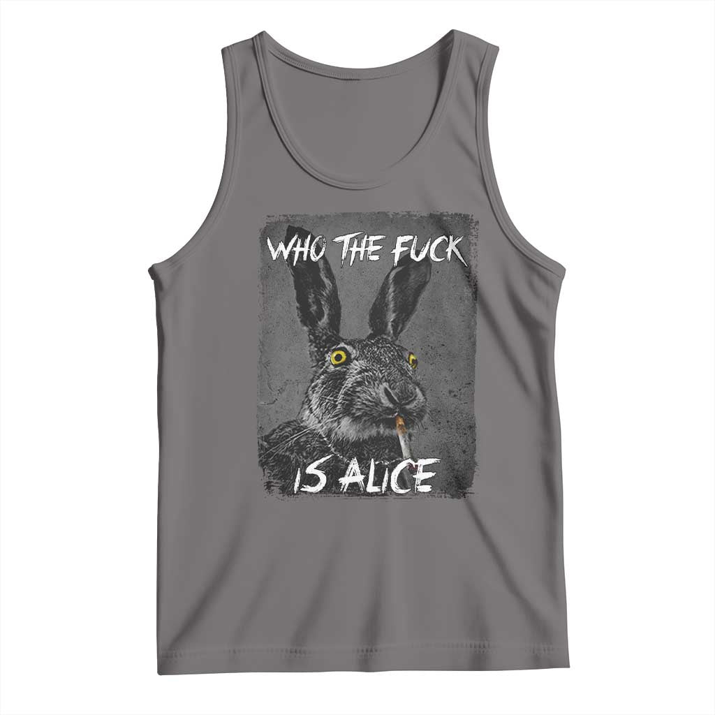 Funny Rabbit Who The Fuck Is Alice Tank Top TS11 Deep Heather Print Your Wear