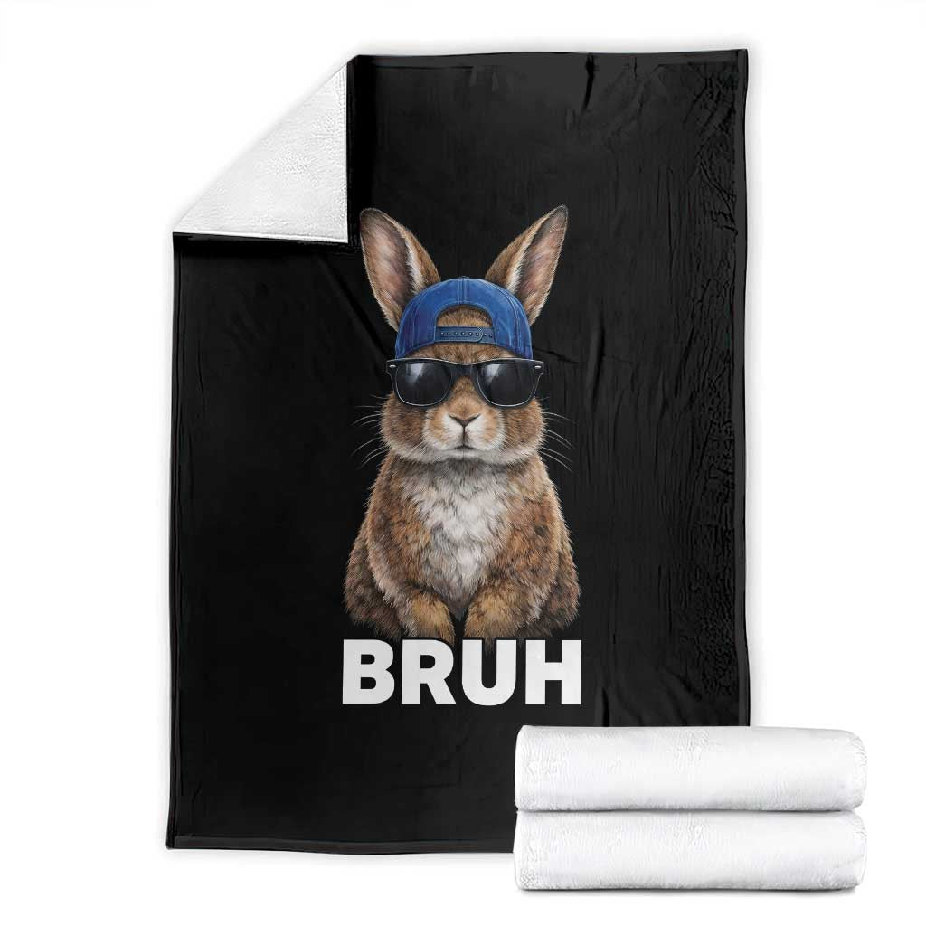 Funny Easter Bruh Bunny Sunglasses Meme Throw Blanket TS11 Black Print Your Wear