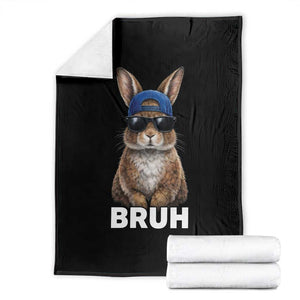 Funny Easter Bruh Bunny Sunglasses Meme Throw Blanket TS11 Black Print Your Wear