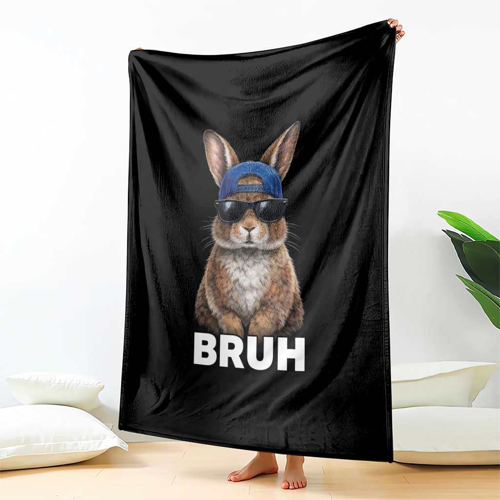 Funny Easter Bruh Bunny Sunglasses Meme Throw Blanket TS11 Print Your Wear