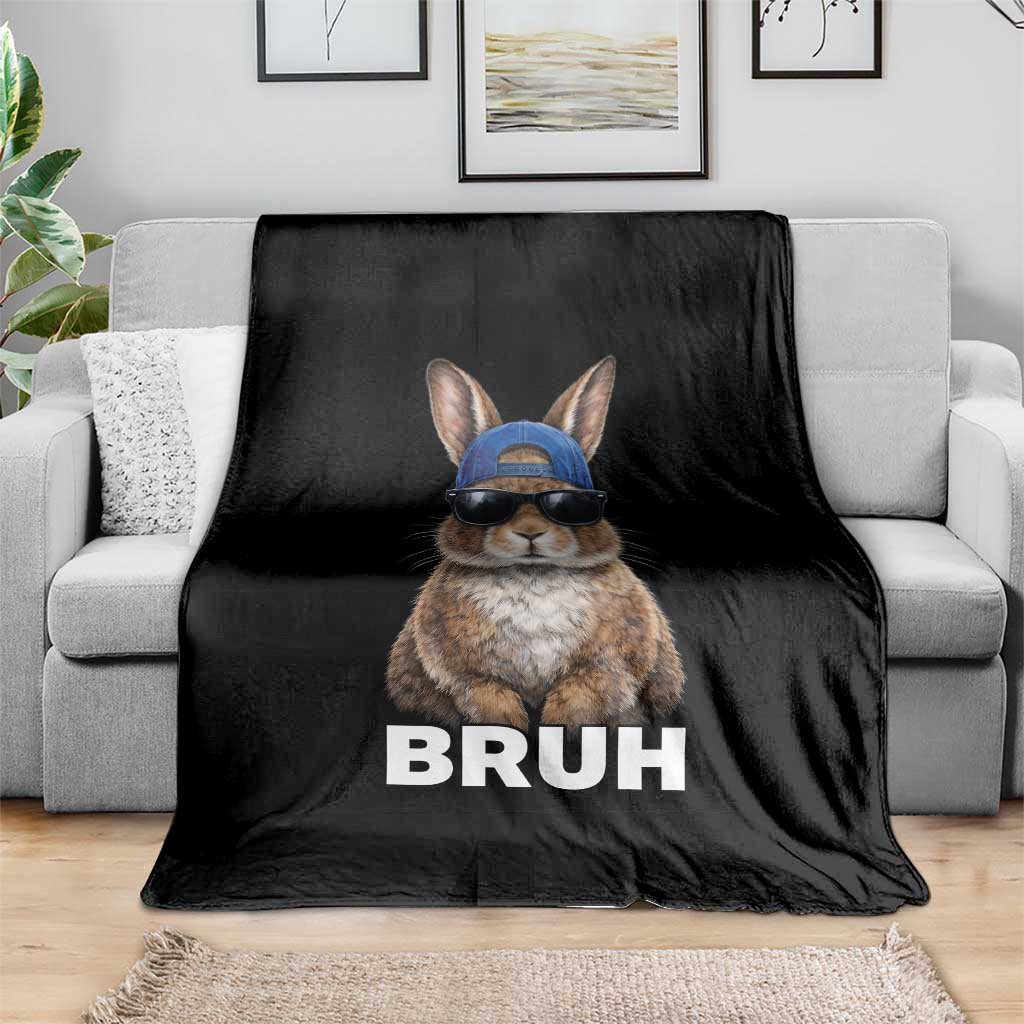 Funny Easter Bruh Bunny Sunglasses Meme Throw Blanket TS11 Print Your Wear