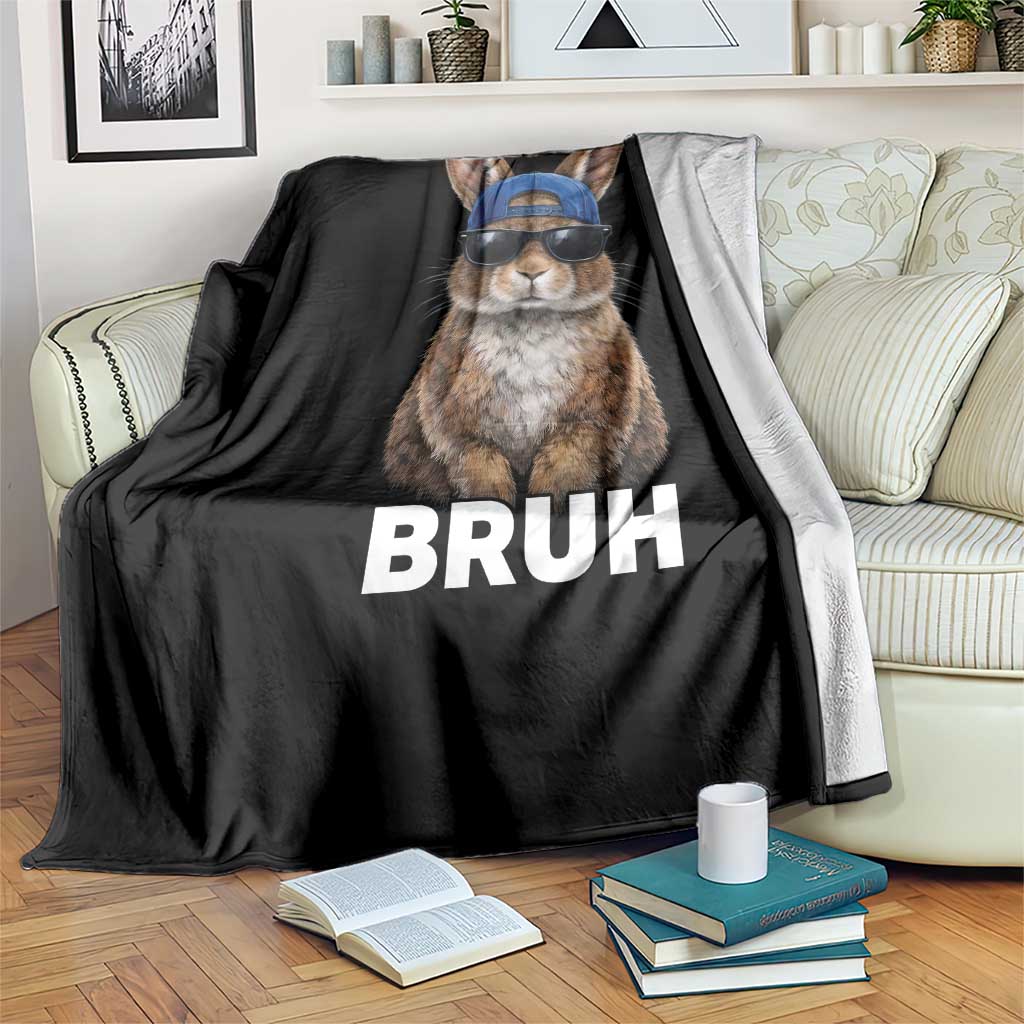 Funny Easter Bruh Bunny Sunglasses Meme Throw Blanket TS11 Print Your Wear